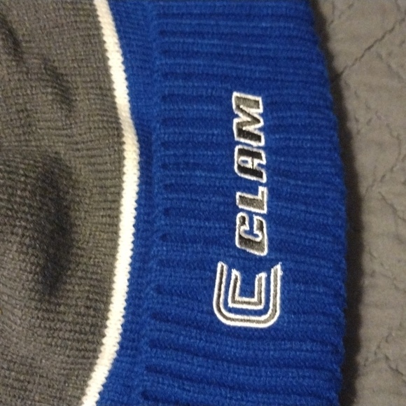 Blue and Gray Pom-Pom Beanie - Picture 2 of 6